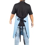 Uncommon Chef 3116 Blue Gray Customizable 100% Cotton Canvas Aura Bib Apron with Black Webbing and 3 Pockets - 34