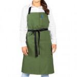 Uncommon Chef 3116 Blue Gray Customizable 100% Cotton Canvas Aura Bib Apron with Black Webbing and 3 Pockets - 34