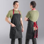 Uncommon Chef 3116 Blue Gray Customizable 100% Cotton Canvas Aura Bib Apron with Black Webbing and 3 Pockets - 34