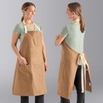 Uncommon Chef 3116 Blue Gray Customizable 100% Cotton Canvas Aura Bib Apron with Black Webbing and 3 Pockets - 34