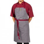 Uncommon Chef 3116 Blue Gray Customizable 100% Cotton Canvas Aura Bib Apron with Black Webbing and 3 Pockets - 34