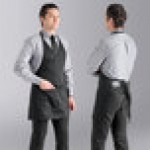 Uncommon Chef 3041 Black Customizable Poly-Cotton Twill V-Neck Tuxedo Apron with Adjustable Neck Strap and 2 Pockets - 28