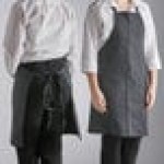 Choice Black and White Pinstripe Poly-Cotton Adjustable Bib Apron with 2 Pockets - 32
