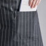 Choice Black and White Pinstripe Poly-Cotton Adjustable Bib Apron with 2 Pockets - 32