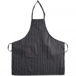 Choice Black and White Pinstripe Poly-Cotton Adjustable Bib Apron with 2 Pockets - 32