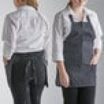 Choice Black and White Pinstripe Poly-Cotton Adjustable Bib Apron with 2 Pockets - 32