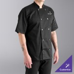 Uncommon Chef South Beach 0415 Unisex Black Customizable Short Sleeve Chef Coat - L