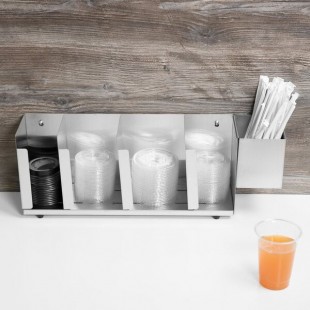 Vollrath CTL4 4-Slot Stainless Steel Wall Mount / Countertop Lid Holder with Straw Holder Vollrath CTL4 4-Slot Stainless Steel Wall Mount / Countertop Lid Holder with Straw Holder