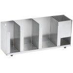 Vollrath CTL4 4-Slot Stainless Steel Wall Mount / Countertop Lid Holder with Straw Holder Vollrath CTL4 4-Slot Stainless Steel Wall Mount / Countertop Lid Holder with Straw Holder