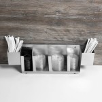 Vollrath CTL4 4-Slot Stainless Steel Wall Mount / Countertop Lid Holder with Straw Holder Vollrath CTL4 4-Slot Stainless Steel Wall Mount / Countertop Lid Holder with Straw Holder