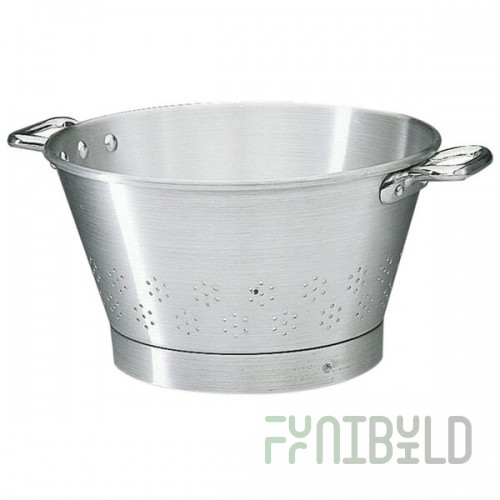 Matfer Bourgeat 529560 70.75 qt. Aluminum Conical Colander with Base and Handles