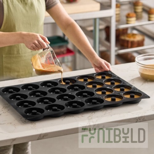 Silikomart SQ059 24-Compartment Donuts Silicone Baking Mold - 3 5/16