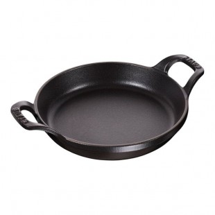 Staub 13 oz. Black Enameled Cast Iron Round Gratin / Roasting Dish 1004108 Staub 13 oz. Black Enameled Cast Iron Round Gratin / Roasting Dish 1004108