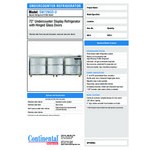 Continental Refrigerator SW72NGD-U 72 Continental Refrigerator SW72NGD-U 72