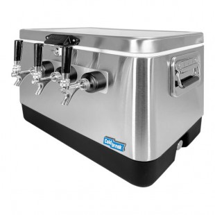 Coldbreak JOCK-3TR-SS54 Stainless Steel 3 Faucet 54 Qt. Insulated Jockey Box with Rear Inputs and 50 ft. Coils