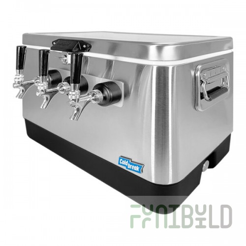 Coldbreak JOCK-3TR-SS54 Stainless Steel 3 Faucet 54 Qt. Insulated Jockey Box with Rear Inputs and 50 ft. Coils