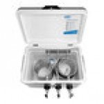 Coldbreak JOCK-3TR-SS54 Stainless Steel 3 Faucet 54 Qt. Insulated Jockey Box with Rear Inputs and 50 ft. Coils