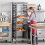Cambro UPR1826F20 Camshelving® Ultimate 20 Pan End Load Bun / Sheet Pan Rack with Metal Casters - Unassembled