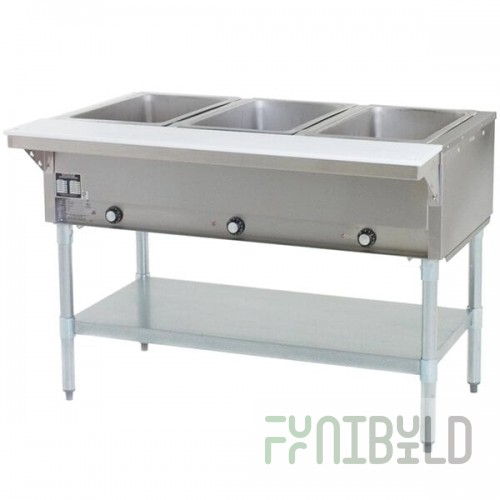 Eagle Group SHT3 Natural Gas Steam Table Three Pan - All Stainless Steel - Open Well