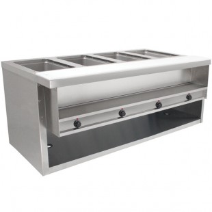 Advance Tabco HDSW-4-240-BS Stainless Steel Heavy-Duty Four Pan Electric Sealed Table with Enclosed Base - 208/240V