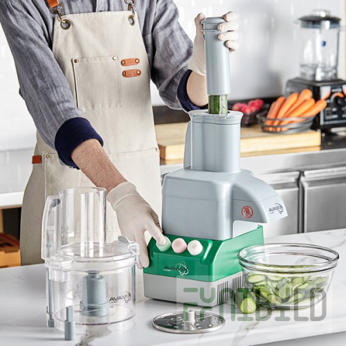 AvaMix Cadet CACFB25CL2D Combination Food Processor with 2.5 Qt Clear Plastic Bowl, Chute Lid, Continuous Feed, and 2 Discs - 3/4 hp
