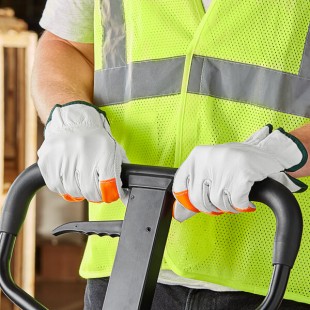 Cordova Standard Grain Cowhide Leather Driver's Gloves with Hi-Vis Orange Fingertips - Vendpacked - Extra Large