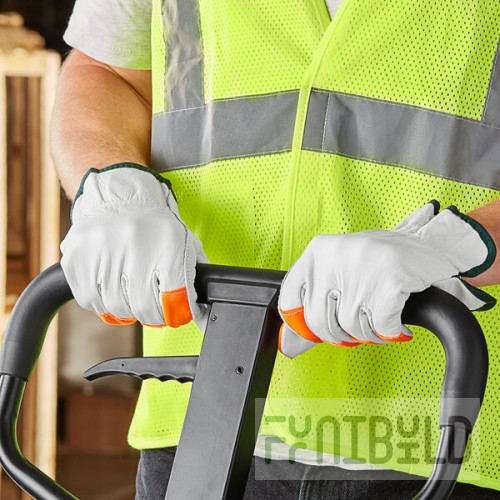 Cordova Standard Grain Cowhide Leather Driver's Gloves with Hi-Vis Orange Fingertips - Vendpacked - Extra Large