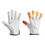 Cordova Standard Grain Cowhide Leather Driver's Gloves with Hi-Vis Orange Fingertips - Vendpacked - Extra Large