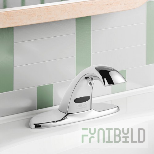 Delta Faucet 591-TFLGHGMHDF Deck Mount Electronic Lavatory Touchless Faucet with Vandal-Resistant 0.5 GPM Aerator, H2Optics Technology, and 7