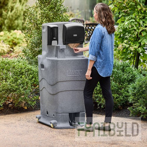 Lavex 26.4 Gallon Double Mobile Hand Wash Station with Liquid Soap and Paper Towel Dispensers