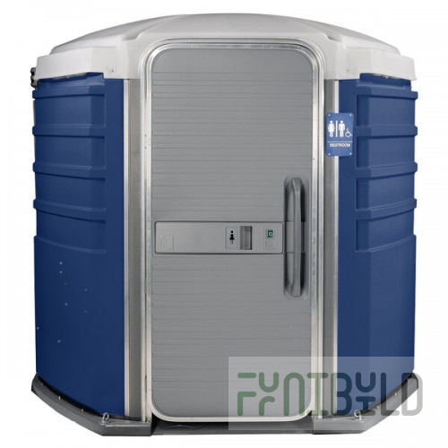 PolyJohn SA1-1016 We'll Care III Dark Blue Wheelchair Accessible Portable Restroom - Assembled