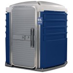PolyJohn SA1-1016 We'll Care III Dark Blue Wheelchair Accessible Portable Restroom - Assembled