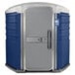 PolyJohn SA1-1016 We'll Care III Dark Blue Wheelchair Accessible Portable Restroom - Assembled