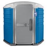 PolyJohn SA1-1016 We'll Care III Dark Blue Wheelchair Accessible Portable Restroom - Assembled