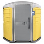 PolyJohn SA1-1016 We'll Care III Dark Blue Wheelchair Accessible Portable Restroom - Assembled