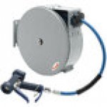 T&S B-7222-C05 30' Enclosed Epoxy Coated Steel Hose Reel with Front Trigger Water Gun