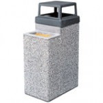 Wausau Tile Ash-n-Trash TF2075 4-Way Top 9 Gallon Square Concrete Waste and Cigarette Receptacle with No Smoking Logo Wausau Tile Ash-n-Trash TF2075 4-Way Top 9 Gallon Square Concrete Waste and Cigarette Receptacle with No Smoking Logo