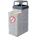 Wausau Tile Ash-n-Trash TF2075 4-Way Top 9 Gallon Square Concrete Waste and Cigarette Receptacle with No Smoking Logo Wausau Tile Ash-n-Trash TF2075 4-Way Top 9 Gallon Square Concrete Waste and Cigarette Receptacle with No Smoking Logo