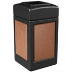 Commercial Zone 720352 StoneTec 42 Gallon Black Square Decorative Trash Can with Riverstone Panels