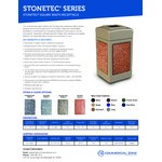 Commercial Zone 720352 StoneTec 42 Gallon Black Square Decorative Trash Can with Riverstone Panels
