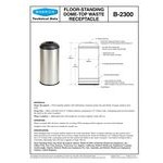 Bobrick B-2300 Floor Standing 18 Gallon Round Dome Top Trash Can