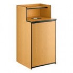Lancaster Table & Seating Waste 32 Gallon Black Waste Receptacle Enclosure with Drop Hole and Tray Shelf