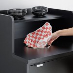 Lancaster Table & Seating Waste 32 Gallon Black Waste Receptacle Enclosure with Drop Hole and Tray Shelf