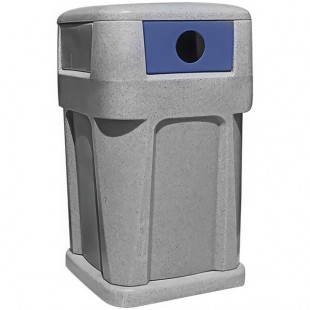 Wausau Tile TF1954 65 Gallon Plastic Square Trash Can with 4-Way Push Door Lid