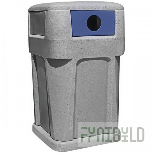 Wausau Tile TF1954 65 Gallon Plastic Square Trash Can with 4-Way Push Door Lid