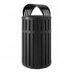 Suncast MTCRND4501 45 Gallon Black Round Steel Slatted Outdoor Trash Can with Canopy Lid Suncast MTCRND4501 45 Gallon Black Round Steel Slatted Outdoor Trash Can with Canopy Lid