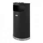 Suncast MTCRND4501 45 Gallon Black Round Steel Slatted Outdoor Trash Can with Canopy Lid Suncast MTCRND4501 45 Gallon Black Round Steel Slatted Outdoor Trash Can with Canopy Lid