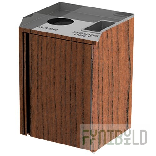 Lakeside 3420VC Rectangular Stainless Steel Liquid / Cup Refuse Station with Top Access and Victorian Cherry Laminate Finish - 26 1/2