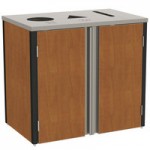 Lakeside 3420VC Rectangular Stainless Steel Liquid / Cup Refuse Station with Top Access and Victorian Cherry Laminate Finish - 26 1/2