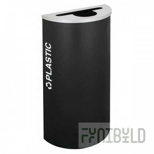 Ex-Cell Kaiser RC-KDHR-PL BLX Kaleidoscope Collection Black Texture 8 Gallon Customizable Half-Round Plastic Receptacle